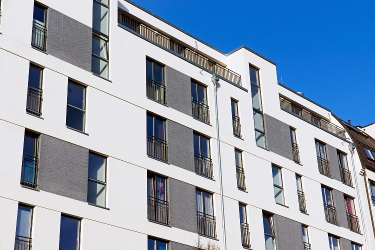 modern apartment building with multiple units